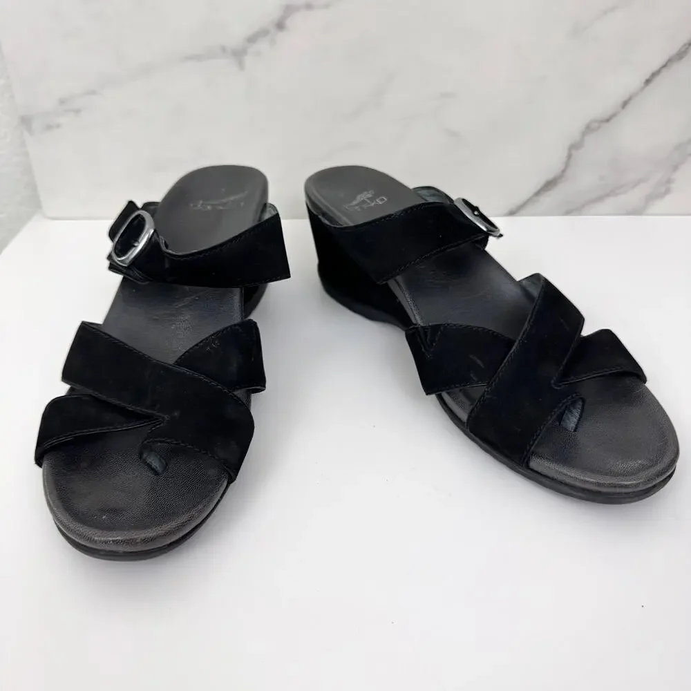 Dansko Womens Aubree Nubuck Sandal Sz 42 / 11.5-12 Leather Comfort Minimal Black
